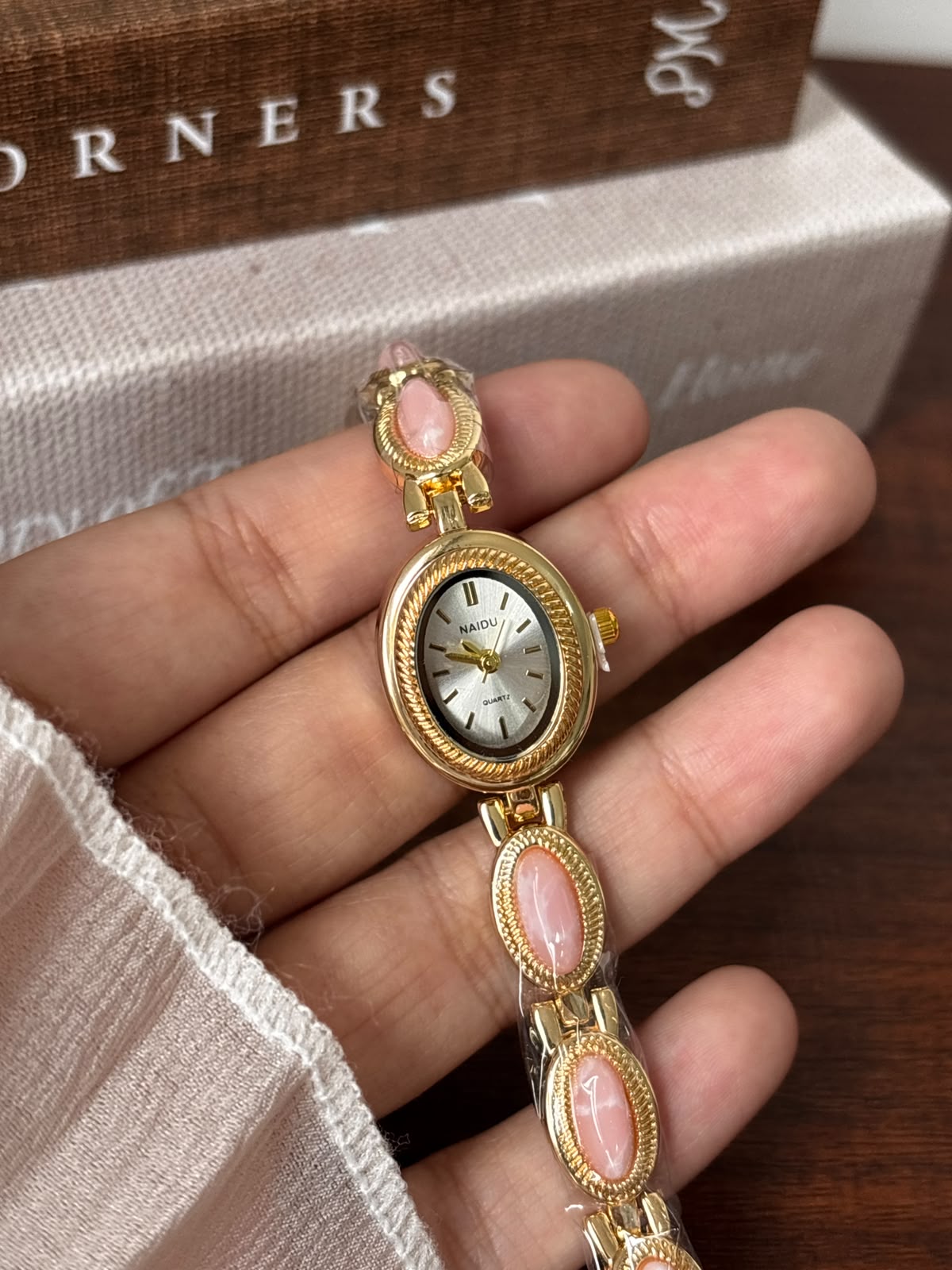 Rose Quartz Oval Vintage Watch