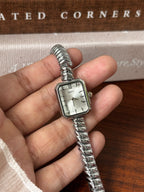 Silver Twisted Cable Rectangular Watch