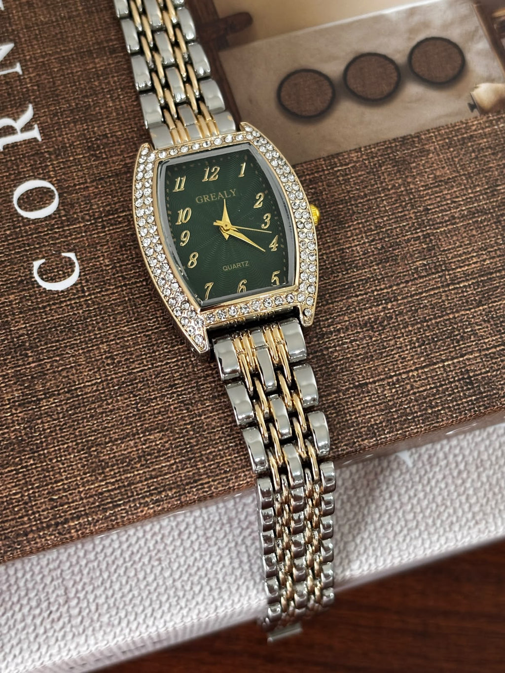 Emerald Two-Tone Crystal Watch