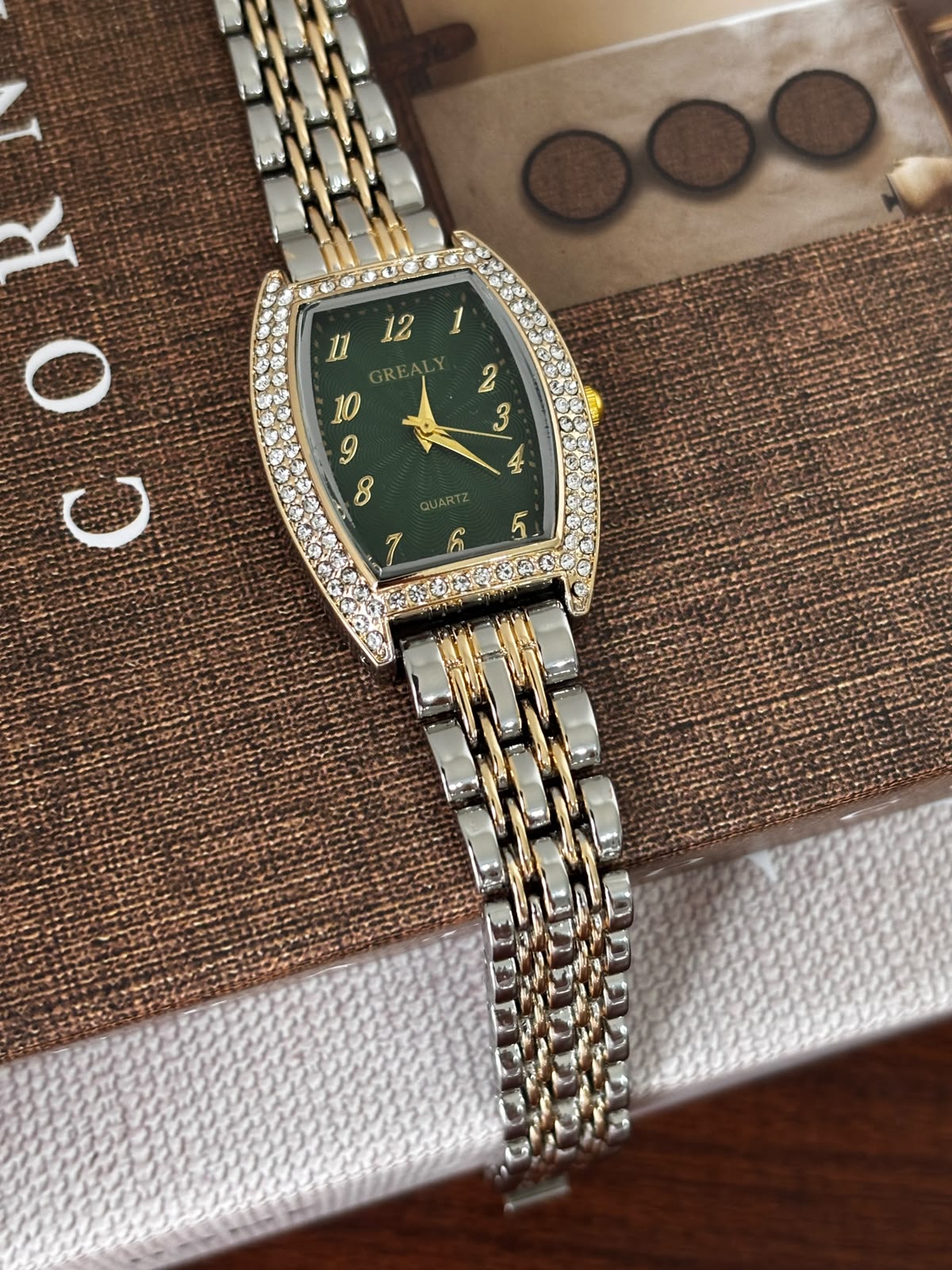 Emerald Two-Tone Crystal Watch