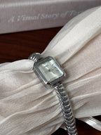Silver Twisted Cable Rectangular Watch