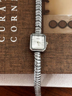 Silver Twisted Cable Rectangular Watch
